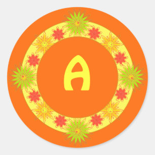 Adesivos redondos personalizáveis com flores amare