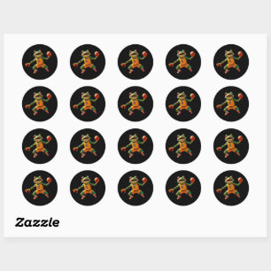 Adesivos redondos pretos pequenos de Rã de Basquet