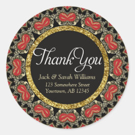 Adesivos redondos Red Black + Gold Thank You