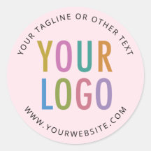 Adesivos Redondos Rosa Personalizados com Logotipo
