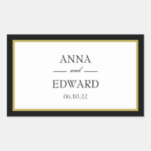 Adesivos Retangulares Noiva Noivo Borda Dourada Pr