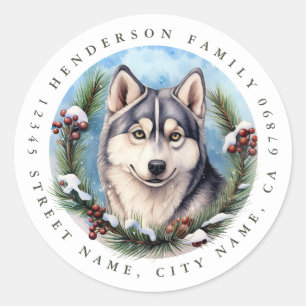 Adesivos Siberian Husky Round Dog