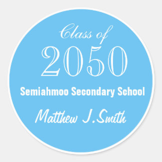 Adesivos simples, elegantes e azuis de graduação.