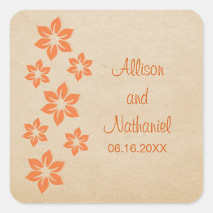 Adesivos Tropicais de Casamento Tropical Laranja