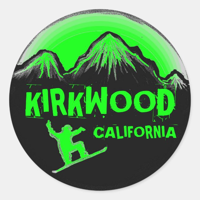 Adesivos verdes de neve de Kirkwood California (Frente)