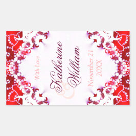 Adesivos Vinho Casamento Vermelho+Branco 4.5 x 2.7