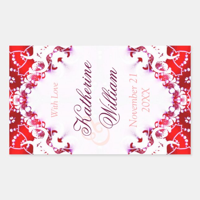 Adesivos Vinho Casamento Vermelho+Branco 4.5 x 2.7 (Frente)