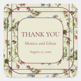 Adesivos vintage de jardim de rosas florais românt