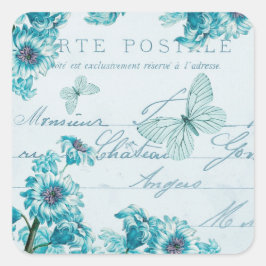 Adesivos vintage florais franceses com flores azui