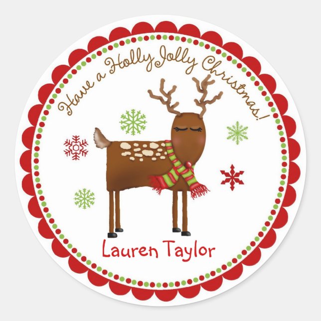 Adesivos Whimsical Reindeer de Natal (Frente)