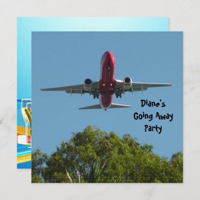 Adeus avião Convite de festas de despedida (Frente/Verso)