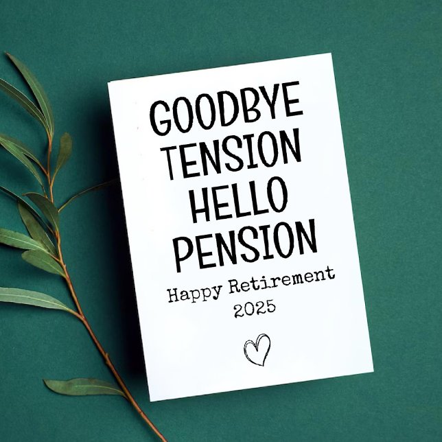 Adeus Cartão de Reforma Engraçado de Tensão para o (Goodbye Tension Funny Retirement Card for Dad)
