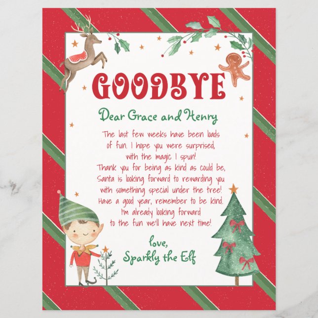 Adeus Elfo Natal Elfo Personalizado (Frente)