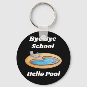Adeus, escola, olá, Piscina Chaveiro de Botão de
