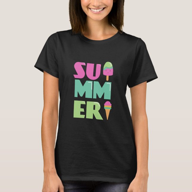 Adeus Escola Olá Summer Beach T-Shirt (Frente)