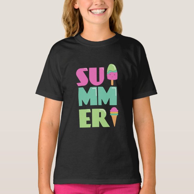 Adeus Escola Olá Summer Beach T-Shirt (Frente)