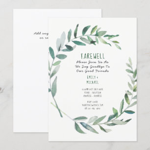 Adeus que deixa as folhas da azeitona do convite