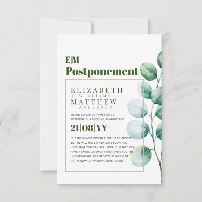 Adiamento da Mudança de Planos Eucalyptus Greenery (Frente)