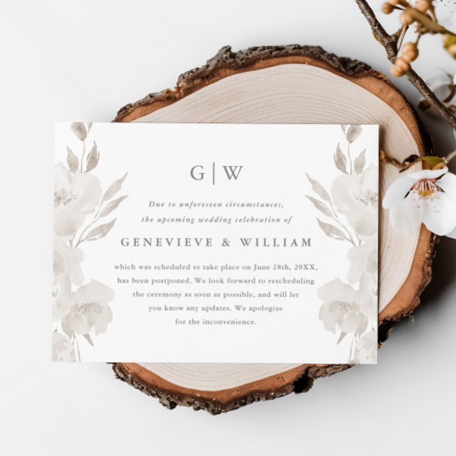 Adiamento de Casamento Floral Neutro Chic (Criador carregado)