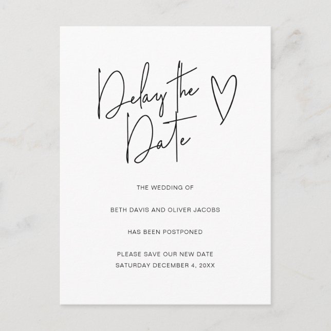 Adiar a Mudança de Data de Planos Convite Simples (Frente)