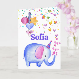 Adição de Elefante Apelido de Aniversário Cartão p