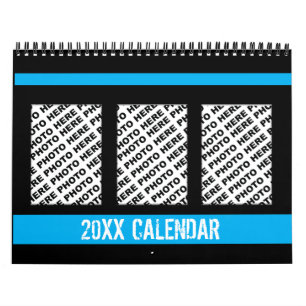 Adicionar 34 Fotos Em Um Calendário Azul Preto