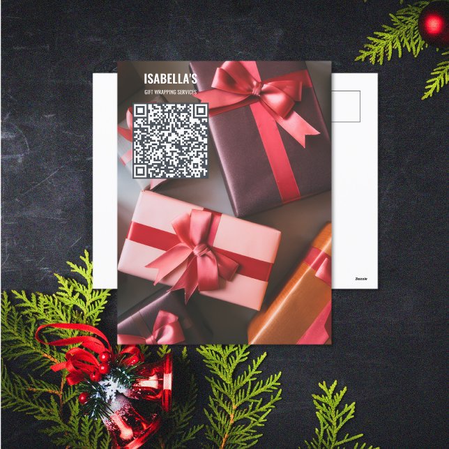 Adicionar cartão postal de código QR de foto (Add Photo QR Code Business Postcard (front and back))