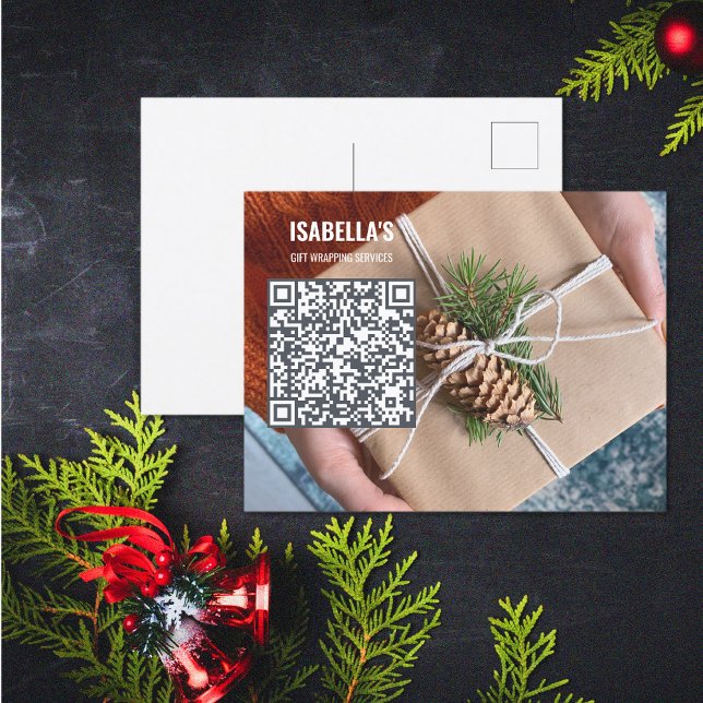 Adicionar cartão postal de código QR de foto (Add Photo QR Code Business Postcard (front and back))