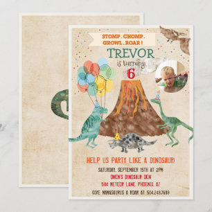 ADICIONAR FOTO - Convite de Aniversário Dinossauro