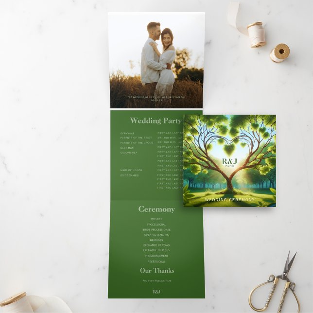 Adicionar Foto do Programa de Casamento Verde Româ (Add Photo Romantic Green Wedding Program)