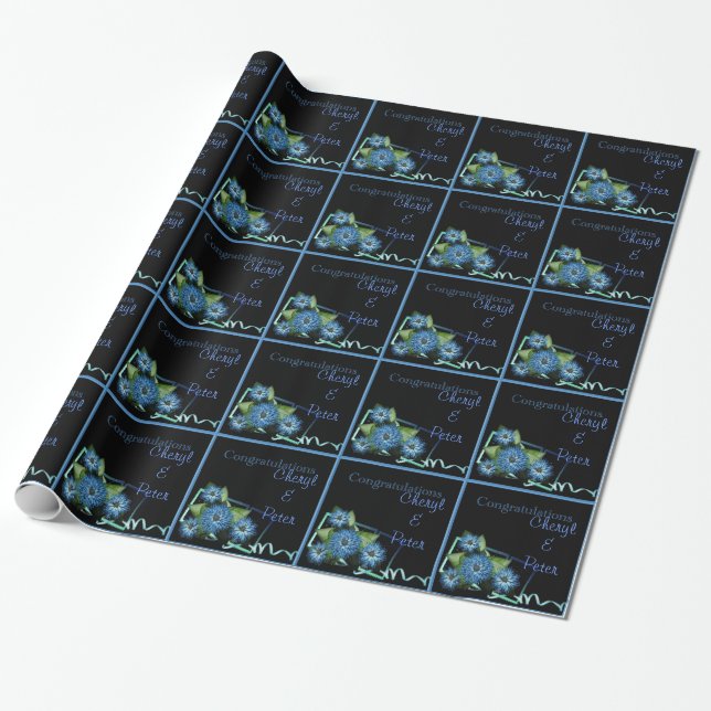 Adicionar nome Modelo de papel de presente floral  (Desenrolado)