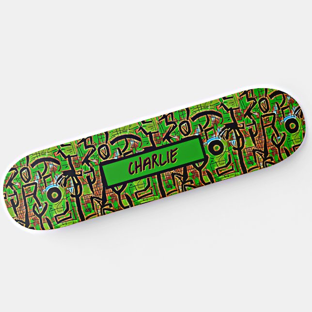 Adicionar nome, skate de Grafite castanho verde (Criador carregado)