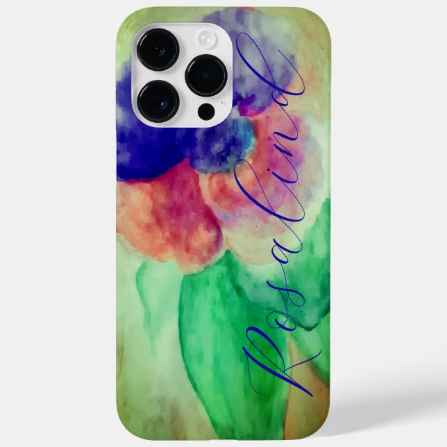 Adicionar Nome Violet Blue e Pastel Rosa Floral (Verso)