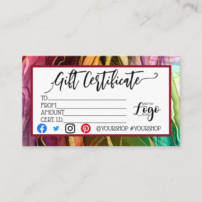 ADICIONAR O marketing do certificado de presente c (Frente)