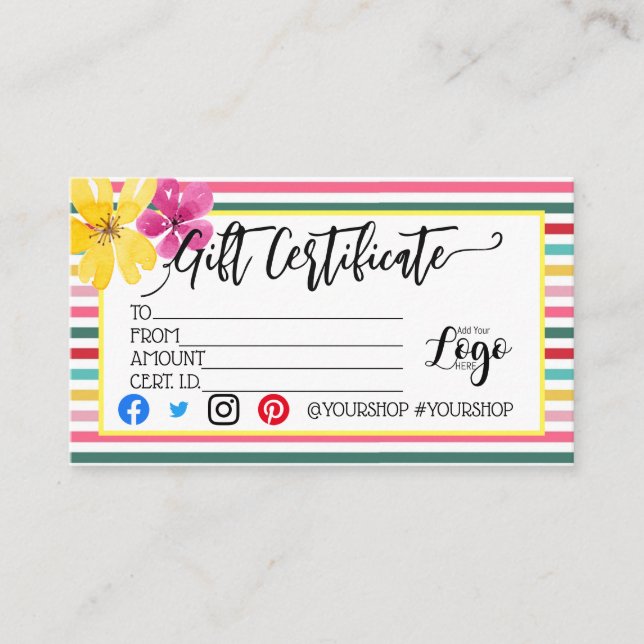 ADICIONAR O marketing do certificado de presente c (Frente)