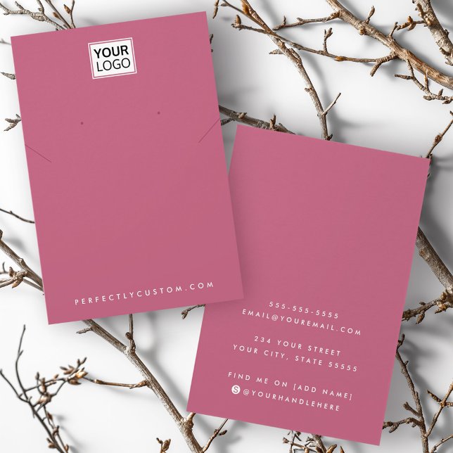 Adicionar placa de exibição do colar de mancal de  (Add logo rose mauve necklace earring display card)