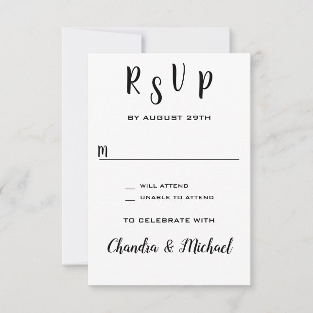 Adicionar Placas RSVP de Resposta de Casamento de  (Frente)