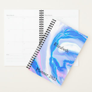 Adicionar Planejador de Mármore Azul, Branco e Ro