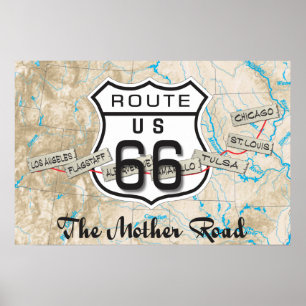 adicionar suas fotos Poster de Mapa do Route 66