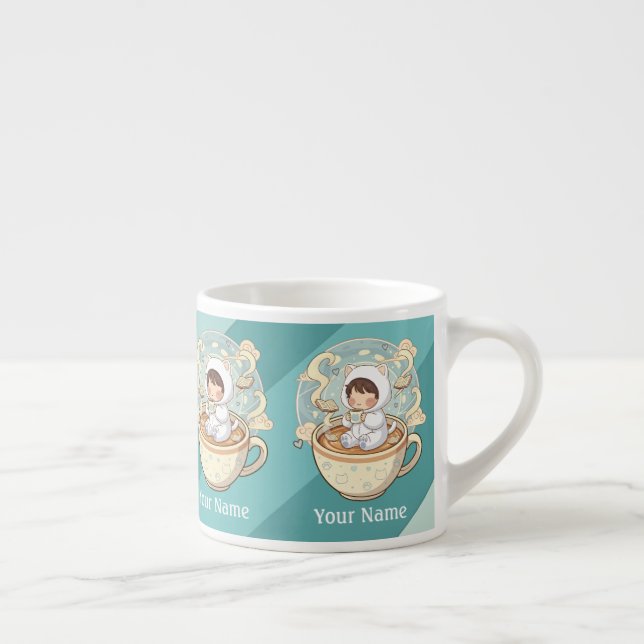 Adicionar Texto Caneca de Espresso Gato Mini Prese (Direita)