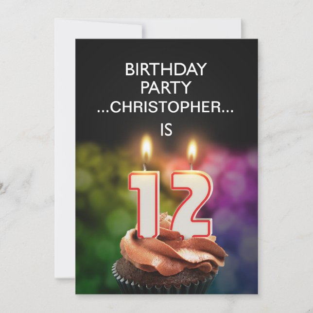 Adicionar um nome, 12 Convite de aniversário (Frente)