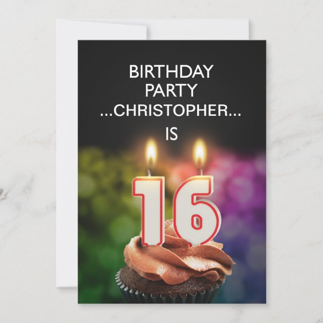 Adicionar um nome, 16º Convite de aniversário (Frente)