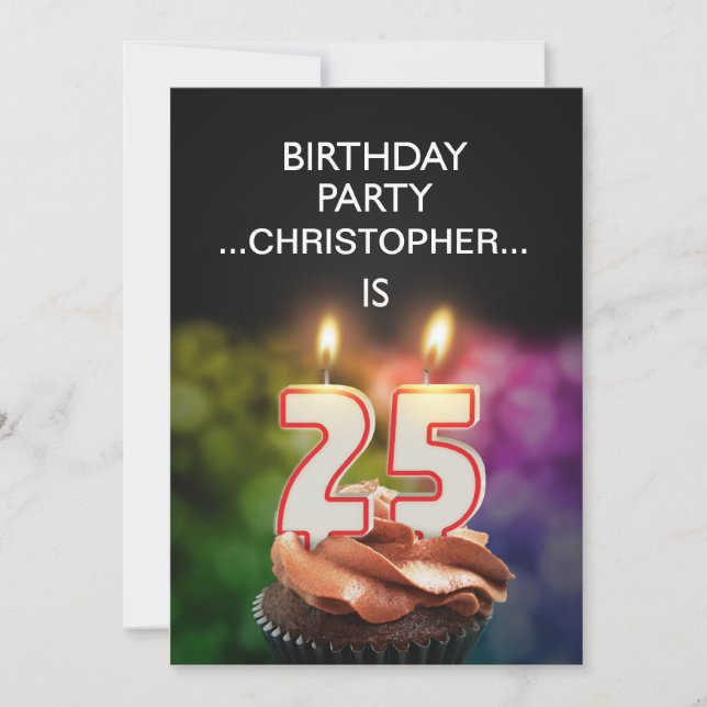 Adicionar um nome, 25 Convite de aniversário (Frente)