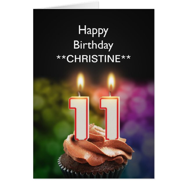 Adicionar um nome, cartão de aniversário de 11 (Frente)