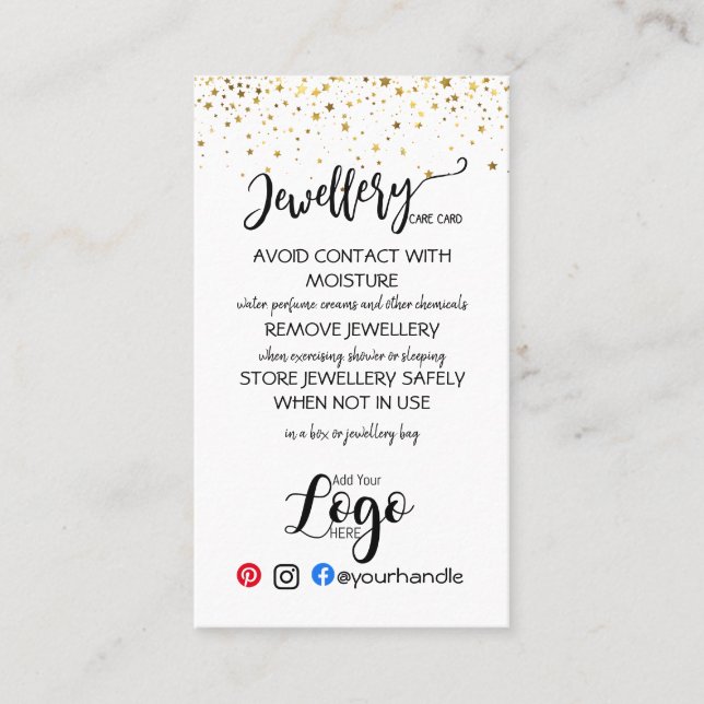 ADICIONE AS SUAS CARTÕES DE CARTÃO DE joias DE LOG (Frente)