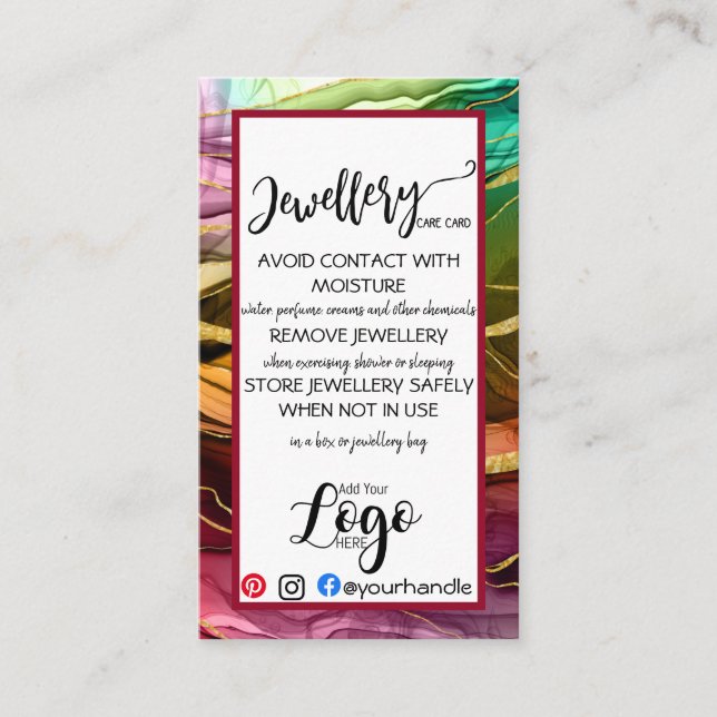 ADICIONE AS SUAS CARTÕES DE CARTÃO DE joias DE LOG (Frente)