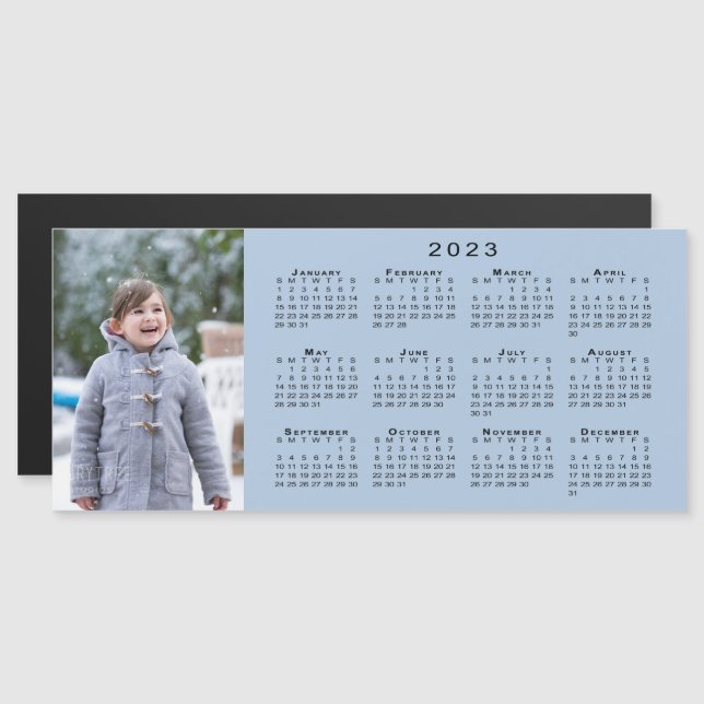 Adicione seu Calendário de Foto 2023 no Magnet Azu (Frente/Verso)