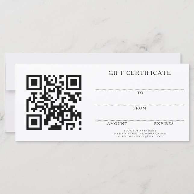 Adicione Seu Código QR de Certificado de Presente  (Verso)