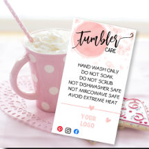 ADICIONE SEU LOGO CARTÕES DE CUIDADO COM TUMBLER
