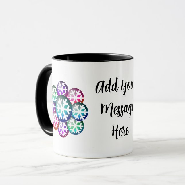 Adicione Seu Mensagem Caneca de Café Flocos de Nev (Frente Esquerda)
